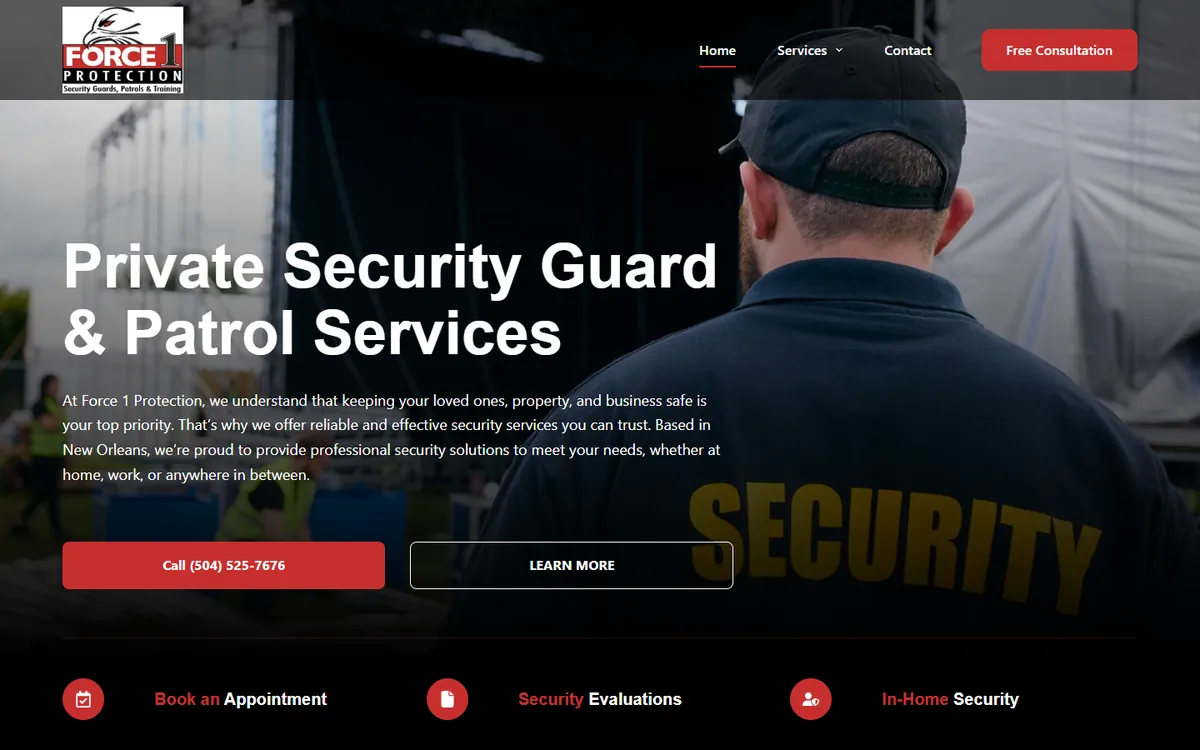 Force 1 Protection homepage: private security guard and patrol services in New Orleans